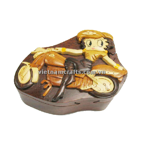 Wholesale Intarsia Wooden Puzzle Box Betty Boop IB106 Vietnam