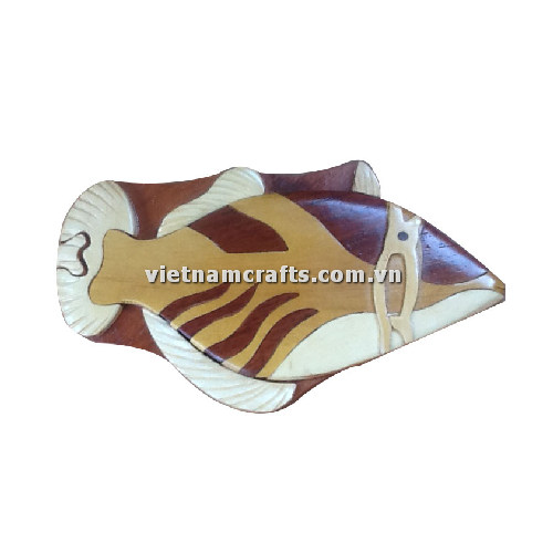 Wholesale Intarsia Wooden Puzzle Box Humu Fish IB154 - Vietnam