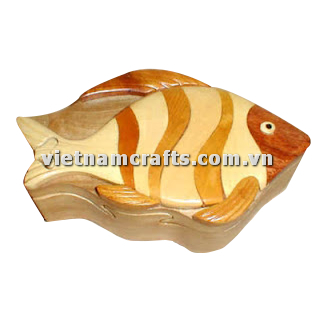 Wholesale Intarsia Wooden Puzzle Box Fish IB267